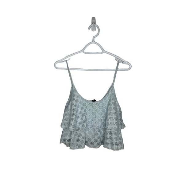 Divided H&M Floral Lace Crop Top Blue Small - Picture 4 of 4